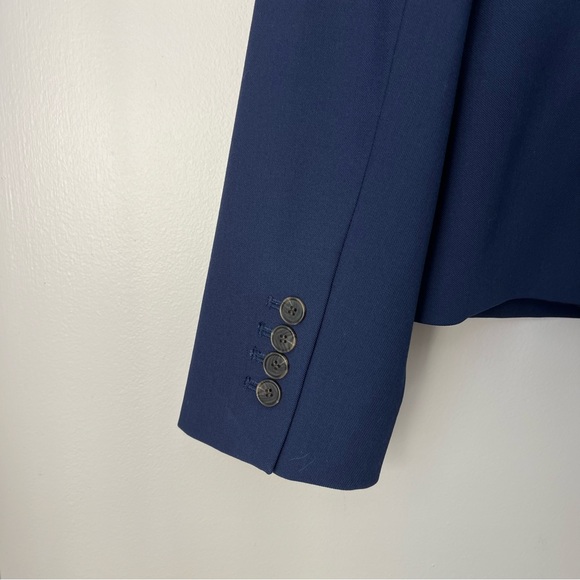 NWT Ann Taylor Womens 16 Navy The Shorter Two Button Blazer Bi-Stretch Academia - Picture 9 of 15